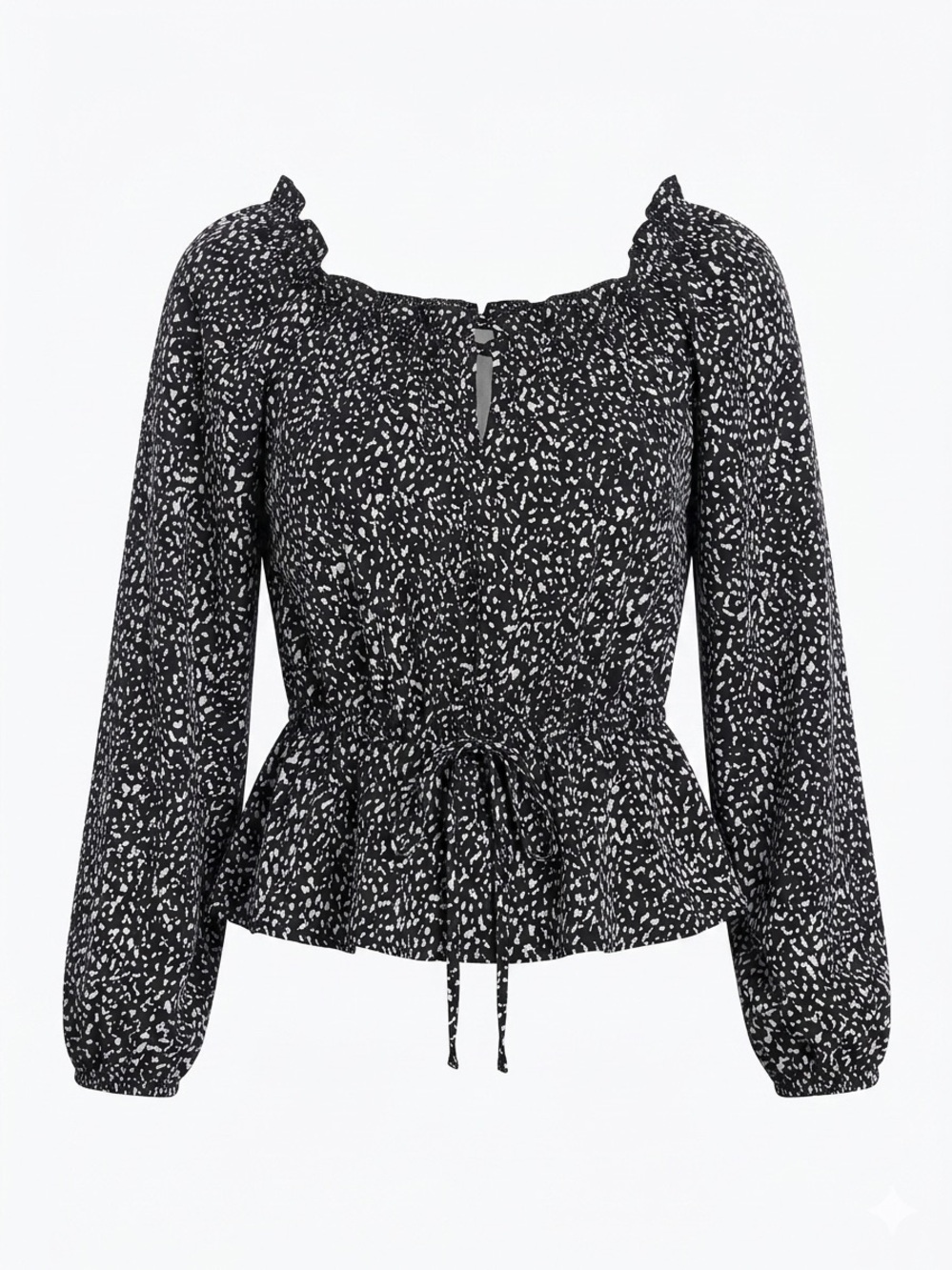Universal Thread Black and White Printed Peasant Blouse
